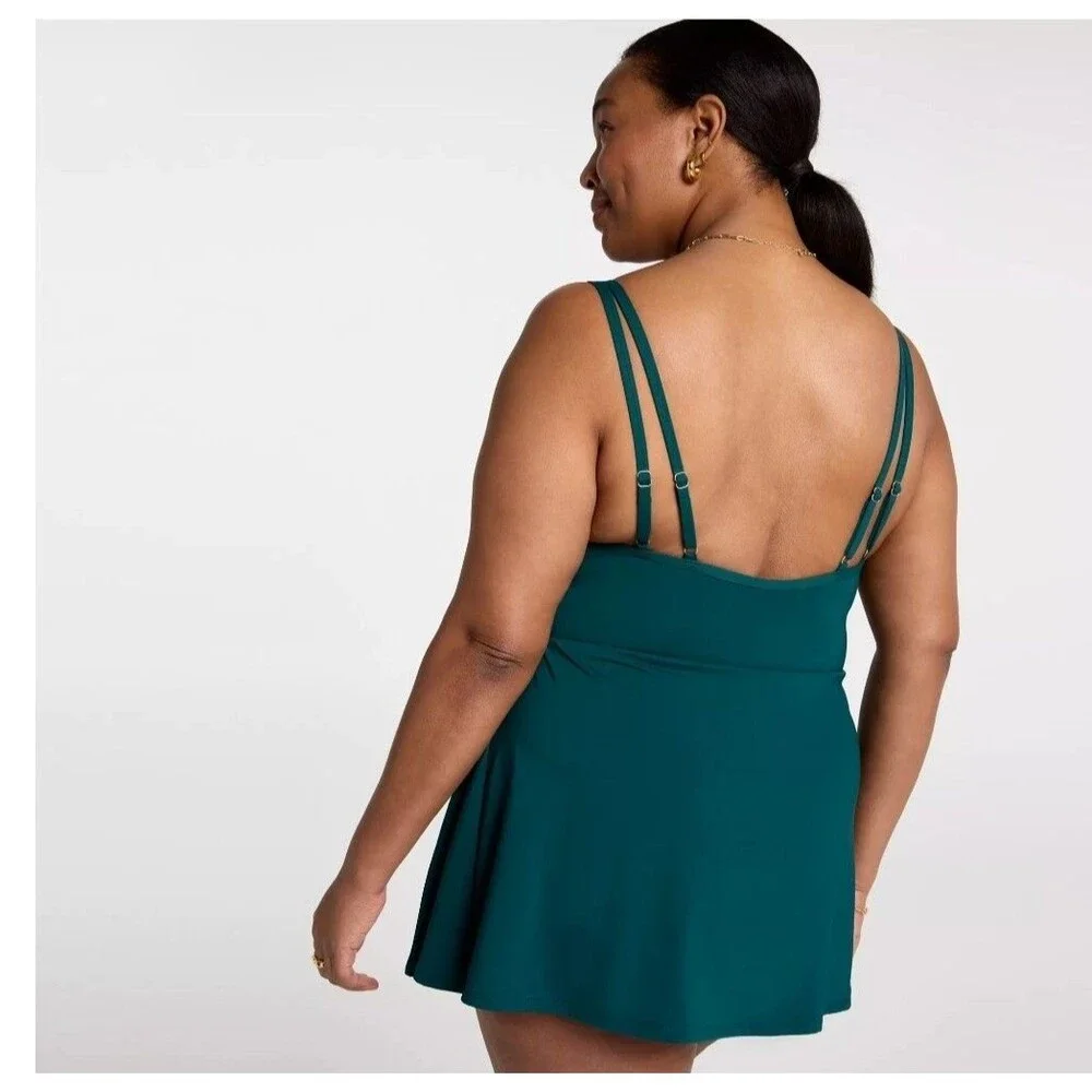 Calia Women's Sea Green Strappy Back Swim Dress  Size XXL New